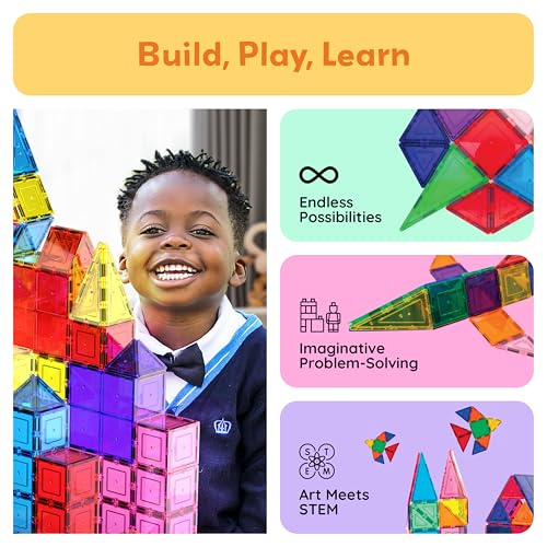 PicassoTiles 100 Piece Set 100pcs Magnet Building Tiles Clear Magnetic 3D Blocks Construction Playboards, Creativity Beyond Imagination, Inspirational, Recreational, Educational Conventional|B00AU56C5W