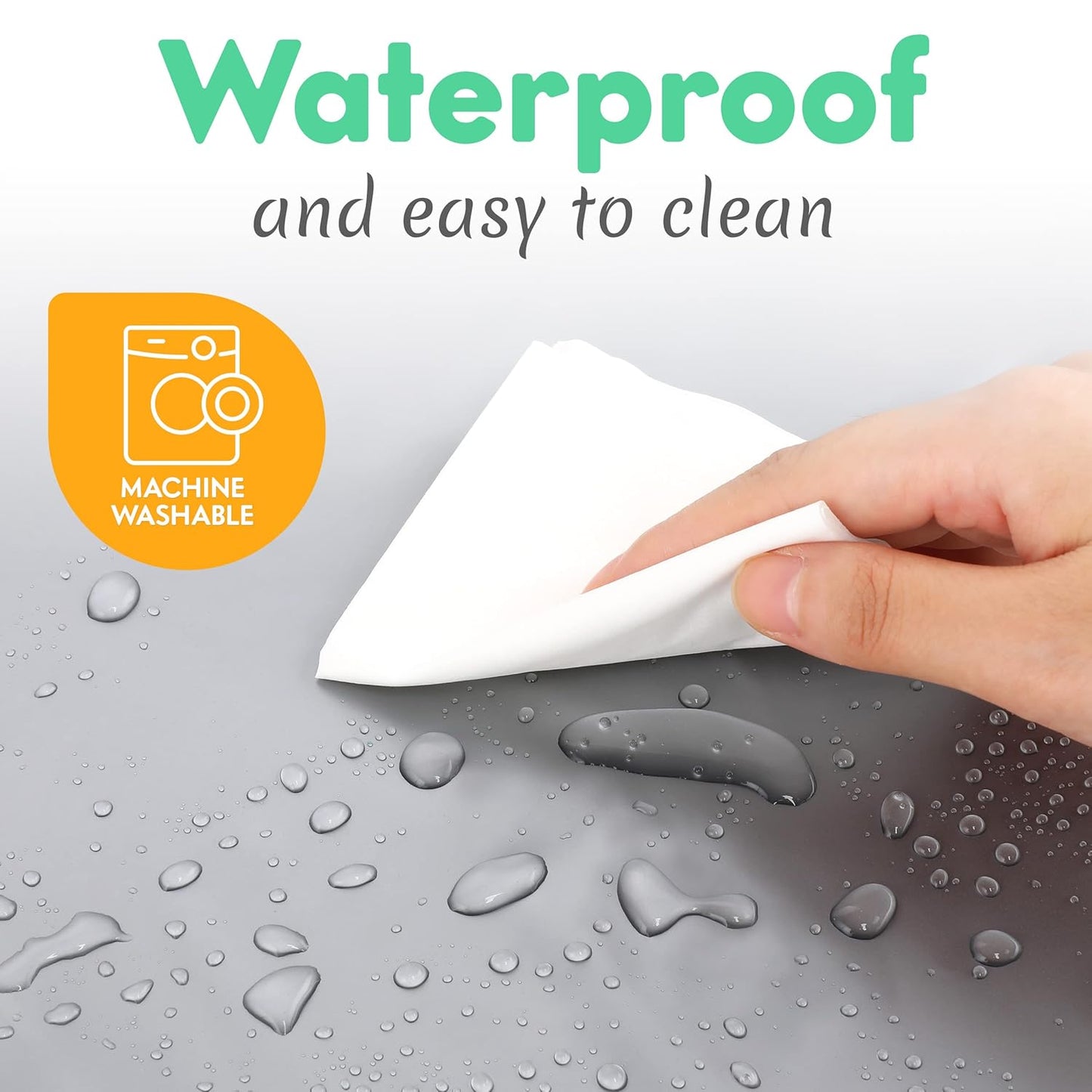 Waterproof portable baby changing pad with wipes pocket and machine washable surface