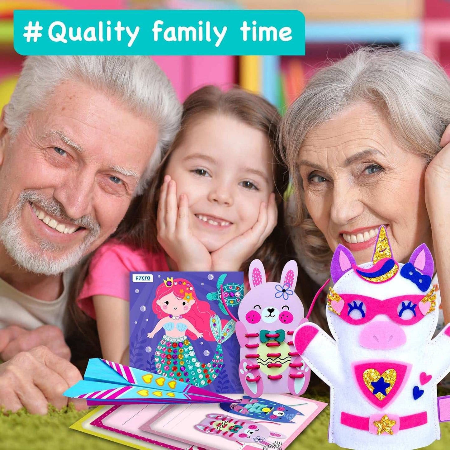 Craft kit for kids with 21 creative unicorn and animal projects in organized envelopes for ages 4 to 8
