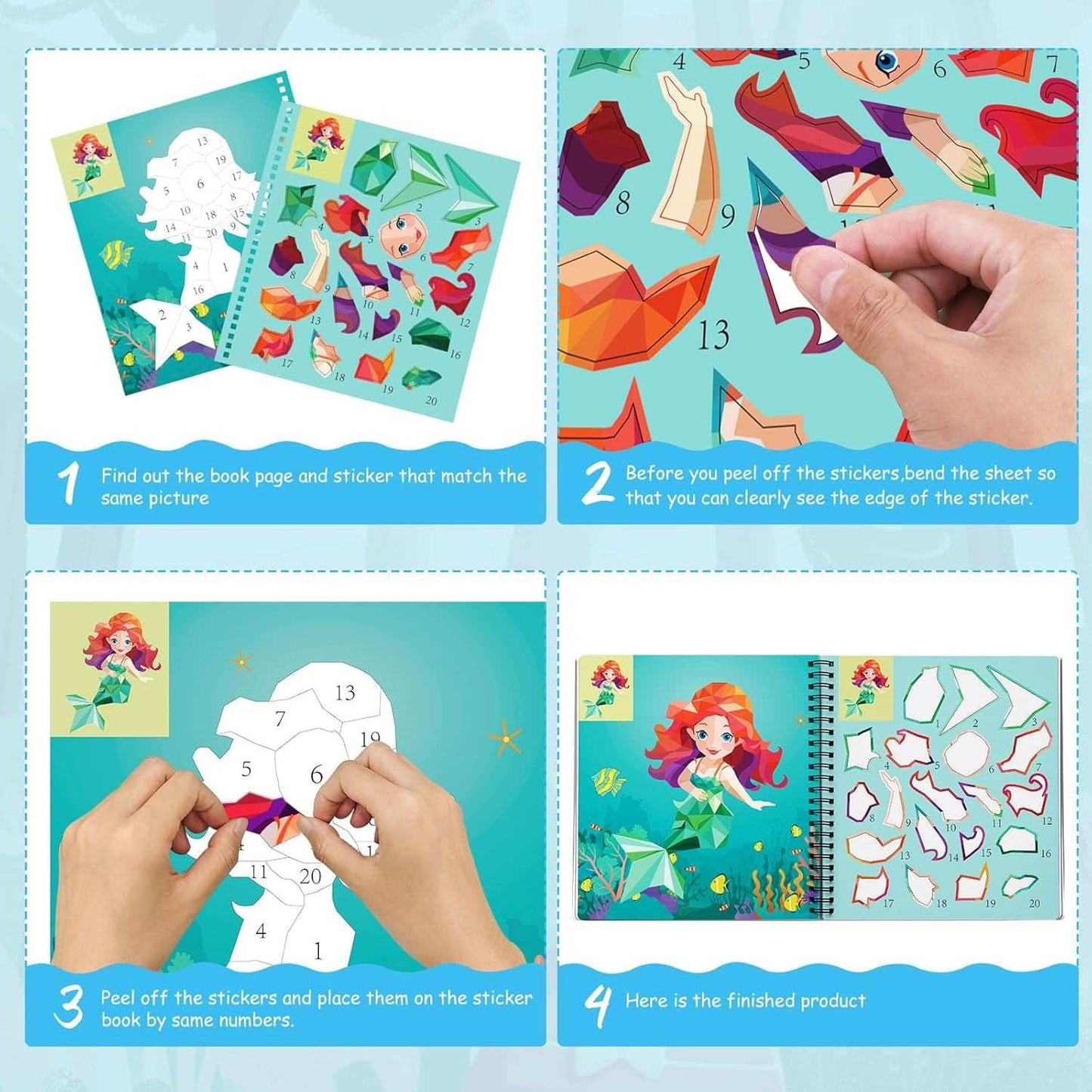Paint by Sticker Books 4 pack creative activity set for kids ages 4-10 with themed sticker art projects