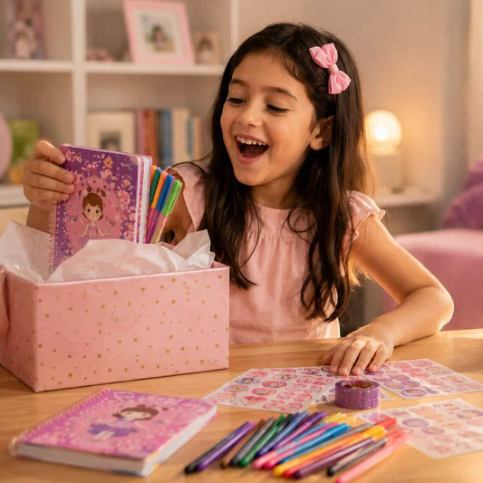Girl wearing crown playing with Ice Princess Magnetic Tiles castle building set with dolls