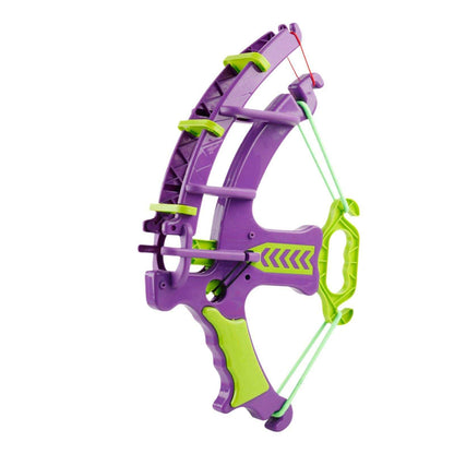 Purple and green kids archery toy set bow with sticky ball arrows for safe indoor and outdoor play