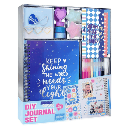 DIY Journal Kit for Girls with 26 pieces including journal, stickers, pens, and accessories for creative scrapbooking and journaling.