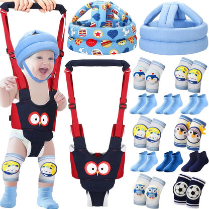 15 PCS Baby Walking Safety Kit with helmet, harness, knee pads, and anti-slip socks for baby safety and support