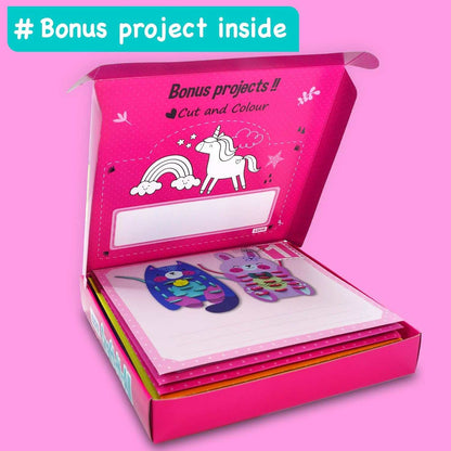 Craft kit for kids with 21 creative unicorn and animal projects in organized envelopes for ages 4 to 8