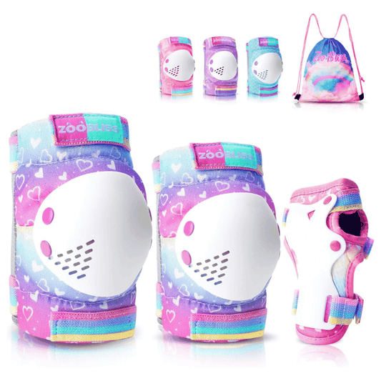 Kids knee pads elbow pads and wrist guards set for toddlers outdoor safety in colorful designs