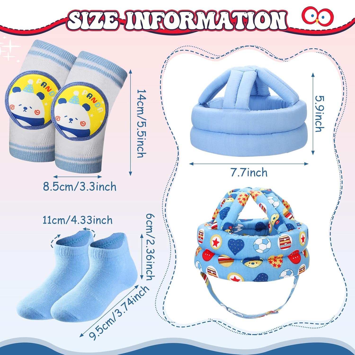 15 PCS Baby Walking Safety Kit with helmets, harness, knee pads, and socks for baby safety and comfort