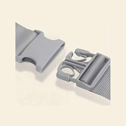 Gray belt buckle on a beige background
