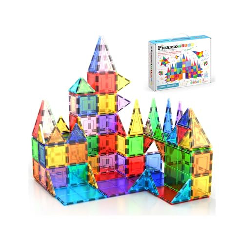 PicassoTiles 100 Piece Set 100pcs Magnet Building Tiles Clear Magnetic 3D Blocks Construction Playboards, Creativity Beyond Imagination, Inspirational, Recreational, Educational Conventional|B00AU56C5W