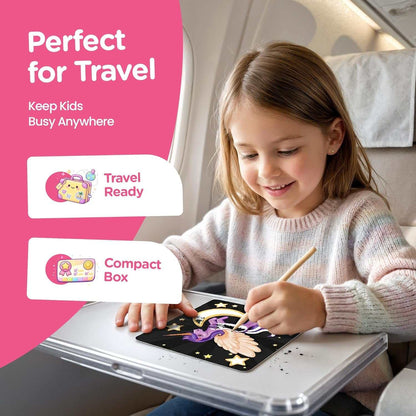 Princess Craft Kit for Girls with 24 princess and unicorn themed art projects including dot, foil, scratch, and foam art activities