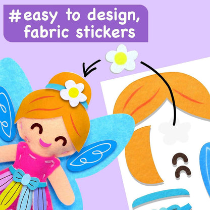 Sewing Kit for Kids with 8 felt animal and fairy projects, colorful threads, and safe blunt needle for beginner sewing craft.
