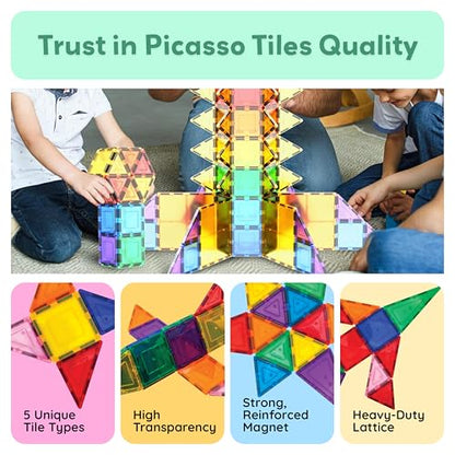 PicassoTiles 100 Piece Set 100pcs Magnet Building Tiles Clear Magnetic 3D Blocks Construction Playboards, Creativity Beyond Imagination, Inspirational, Recreational, Educational Conventional|B00AU56C5W
