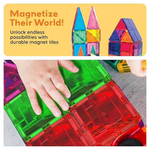 PicassoTiles 100 Piece Set 100pcs Magnet Building Tiles Clear Magnetic 3D Blocks Construction Playboards, Creativity Beyond Imagination, Inspirational, Recreational, Educational Conventional|B00AU56C5W