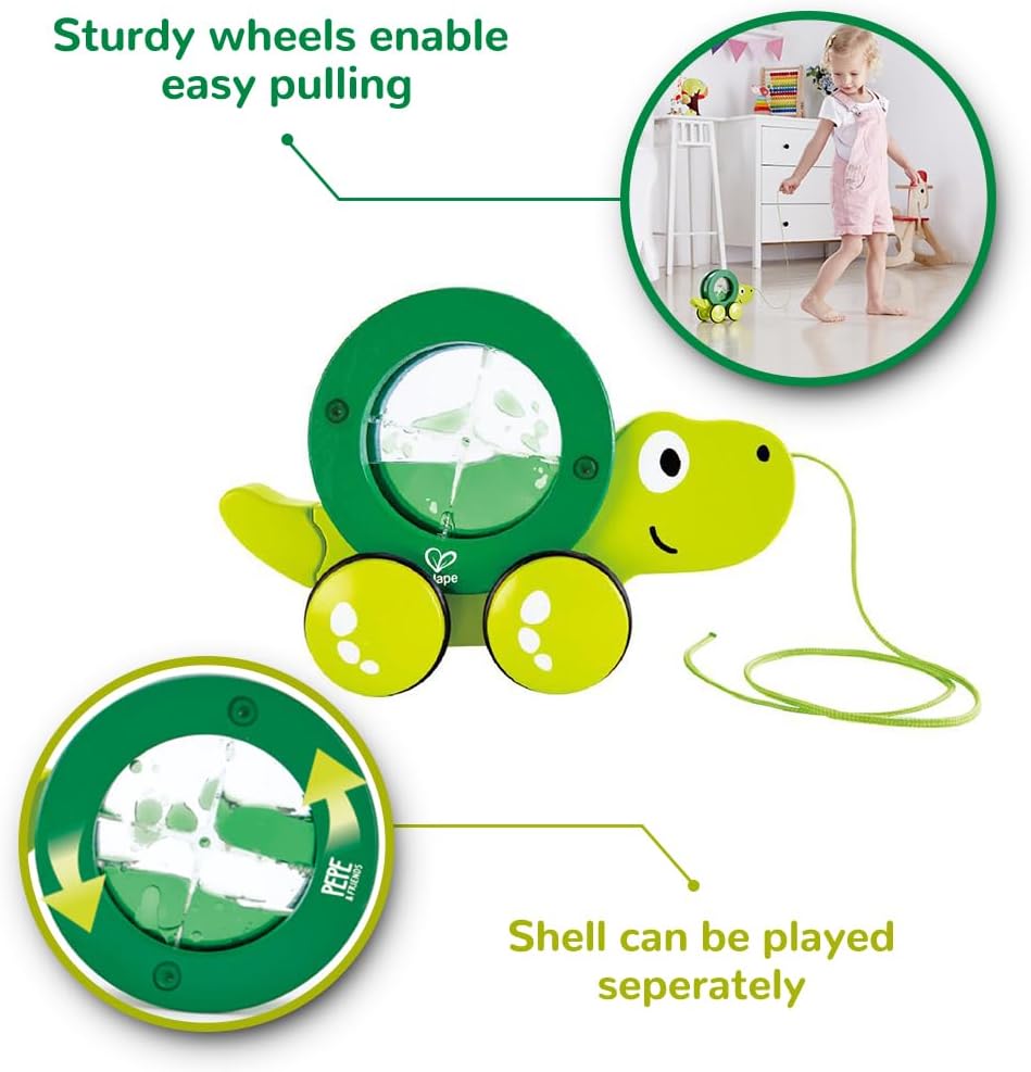 Wooden Animal Pull Toy dog and crocodile for toddlers playing and learning