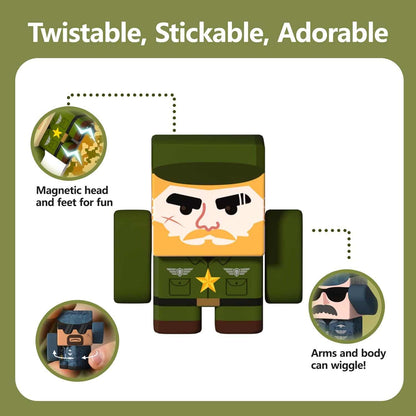 Toy figure with wiggly arms and body on a green background