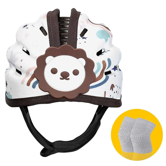 Lightweight baby safety helmet with lion design and cushioned toddler head protector for infants 8-24 months