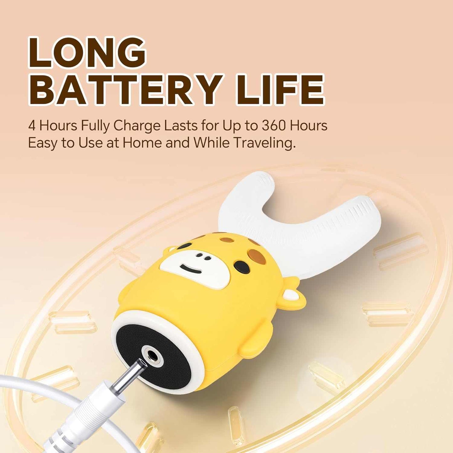 Kids U shaped electric toothbrush with timer and waterproof design for ages 7 to 15