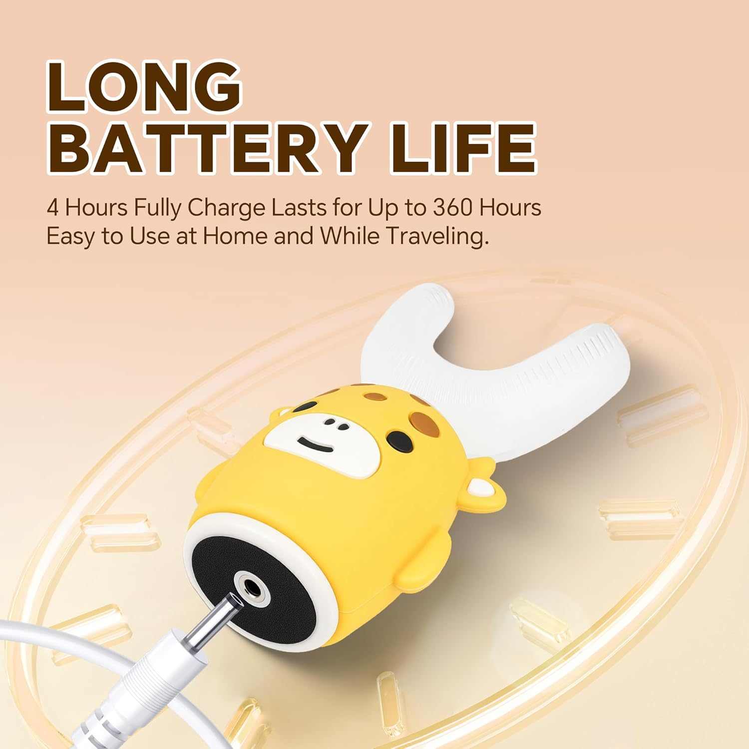 Kids U shaped electric toothbrush with timer and waterproof design for ages 7 to 15