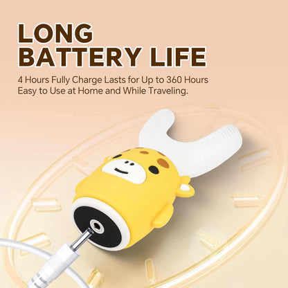 Kids U shaped electric toothbrush with timer and waterproof design for ages 7 to 15
