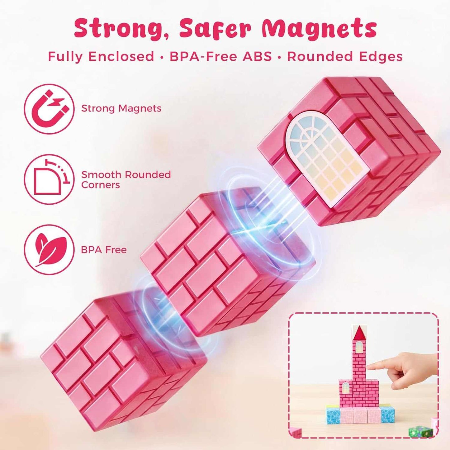 Magnetic Tiles 150 Pcs Princess Castle Building Set