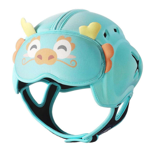 Lightweight baby safety helmet with playful dragon design for head protection during crawling and walking activities