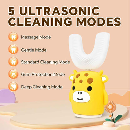 Kids u shaped electric toothbrush for ages 7 to 15 with timer, waterproof design, and gentle sonic cleaning