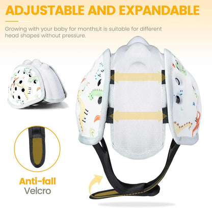 Adjustable expandable baby safety helmet with dinosaur design and anti-fall Velcro strap for toddler head protection