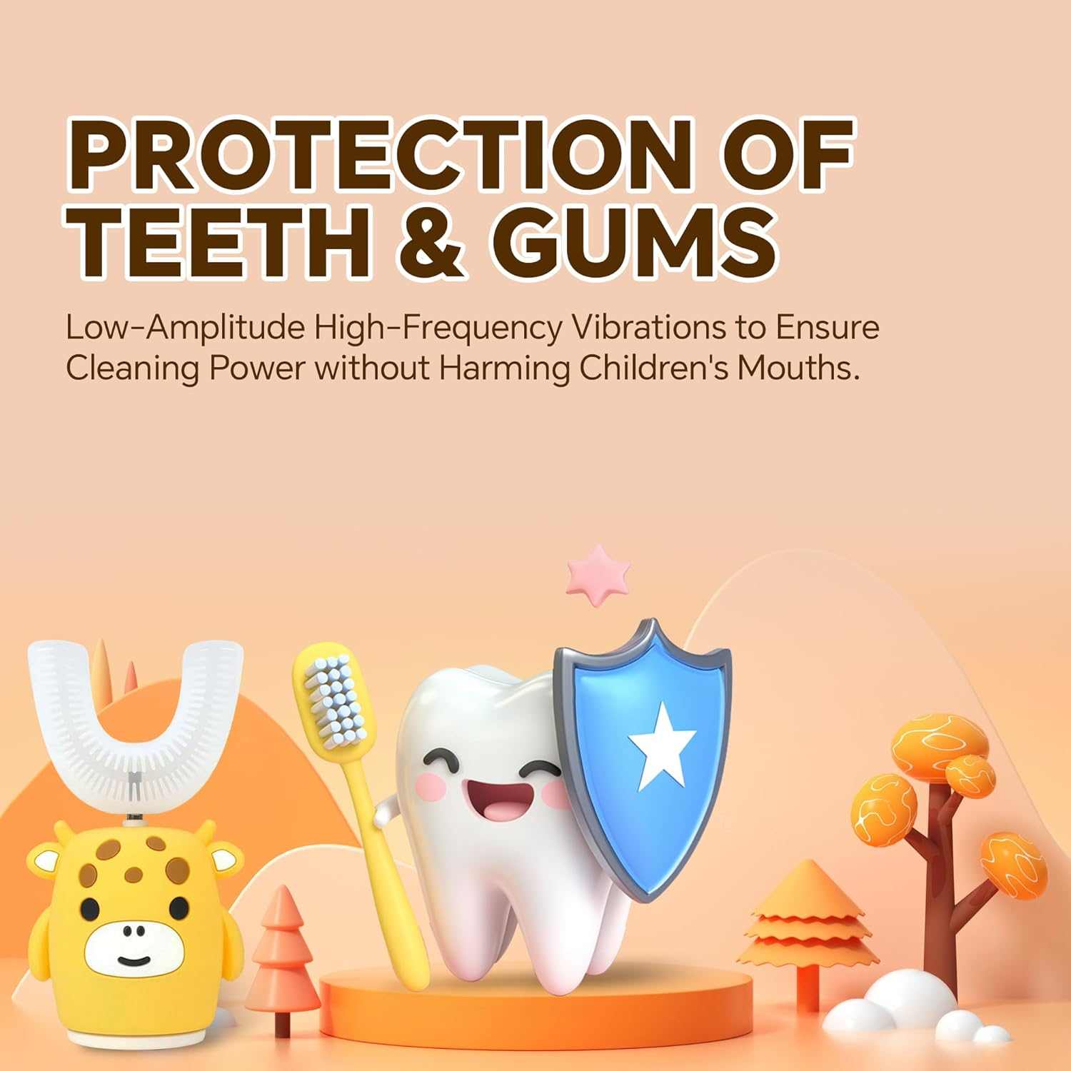 Kids U Shaped Electric Toothbrush for ages 7-15 with timer and waterproof design