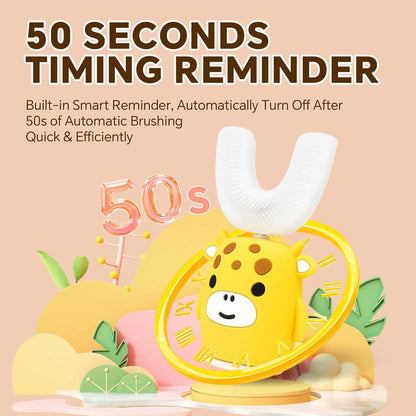 Kids U shaped electric toothbrush with timer and waterproof design for ages 7 to 15
