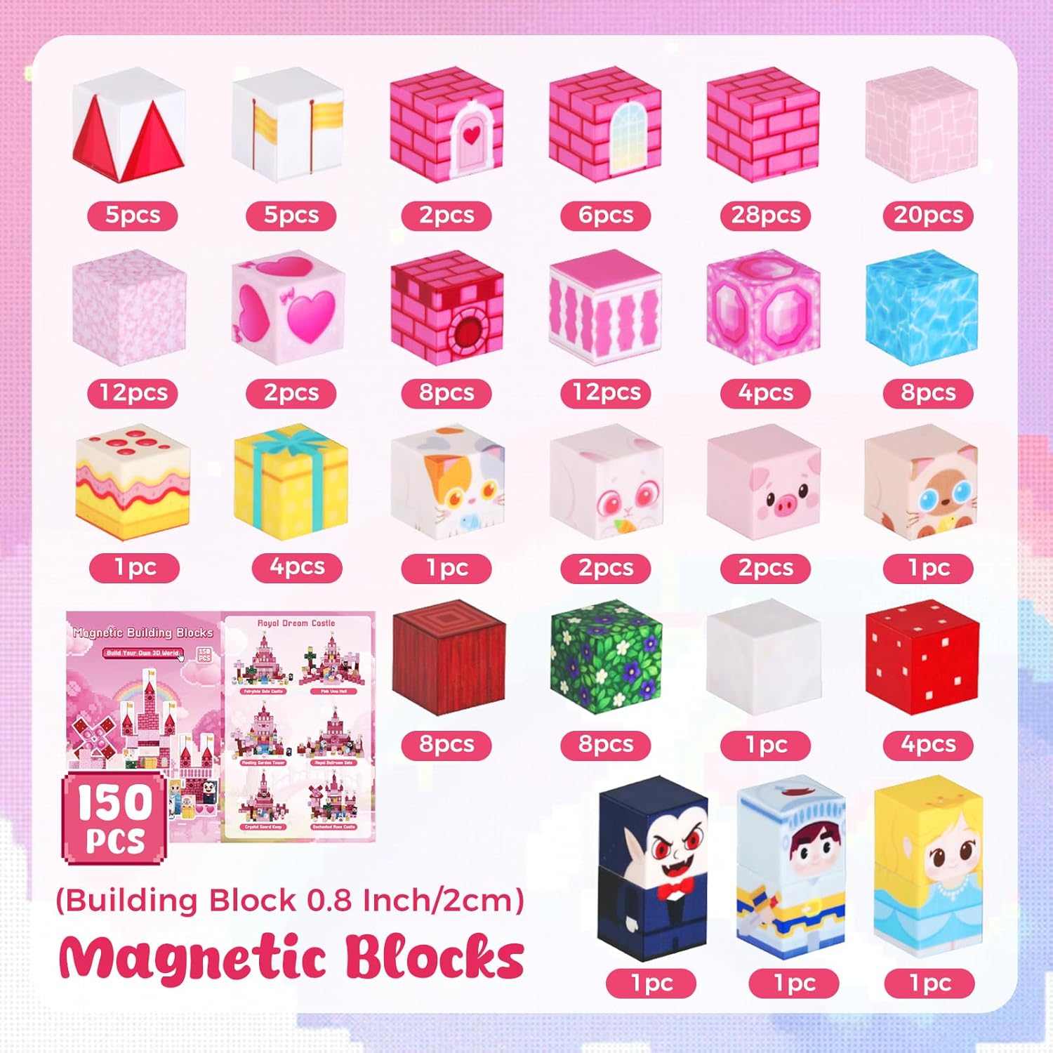 150 PC Magnetic Building Blocks - STEM Castle Adventure Set For Kids