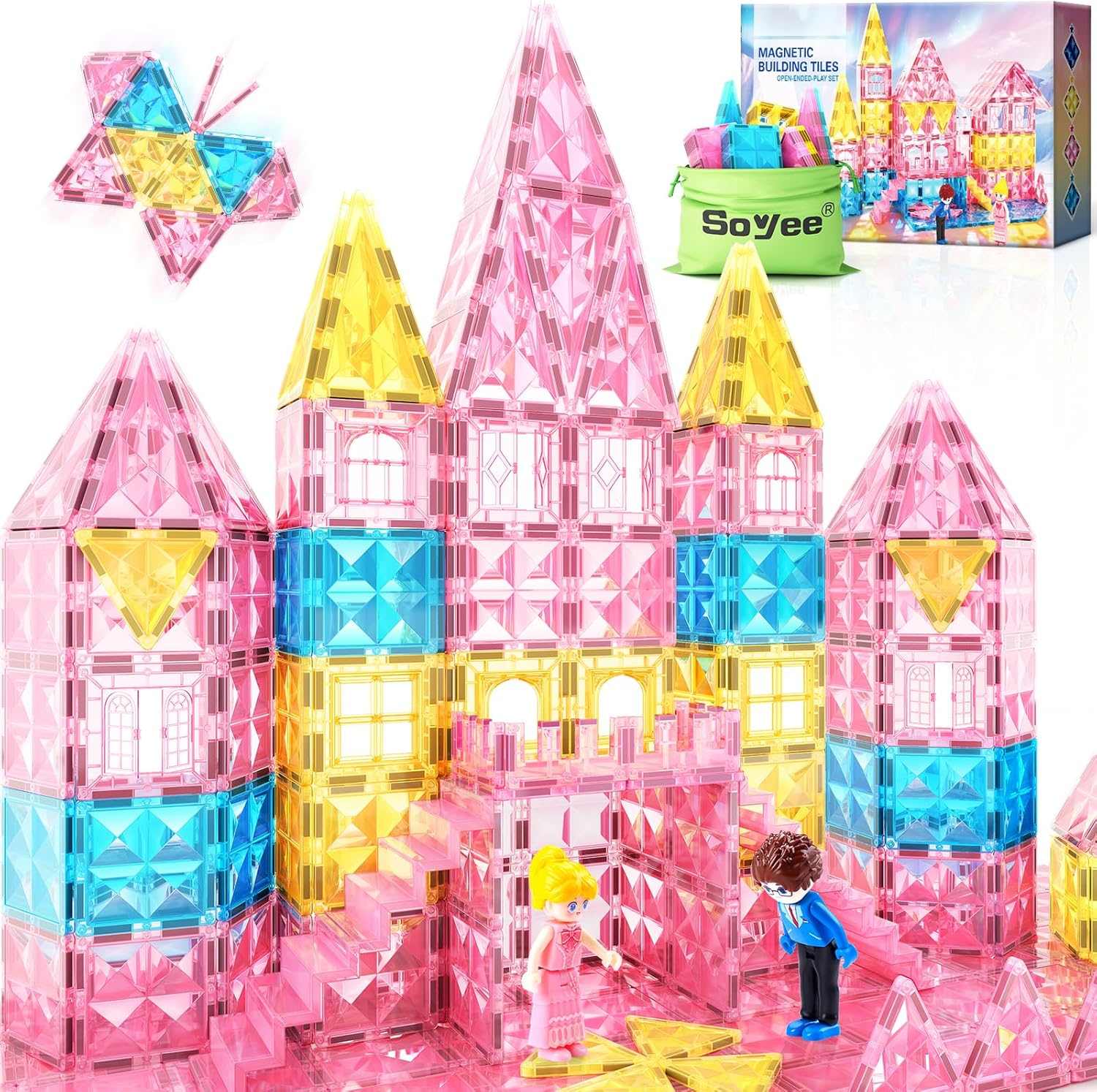 Magnetic Princess Castle Tiles 102-piece ice-themed building set for kids aged 3 to 8 years