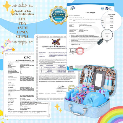 Kids Makeup Kit 42-piece washable makeup and nail set for girls ages 3-12 with accessories and mini nail dryer