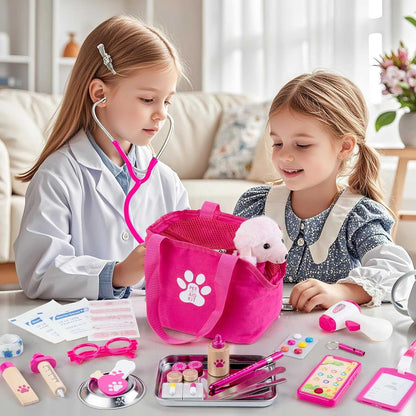 36 PC vet doctor kit for kids with plush dog and role-play accessories