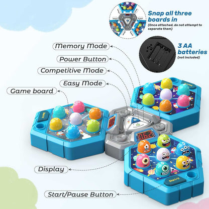 Whack A Mole Toy 3 player interactive game with hammers and score trackers for family fun