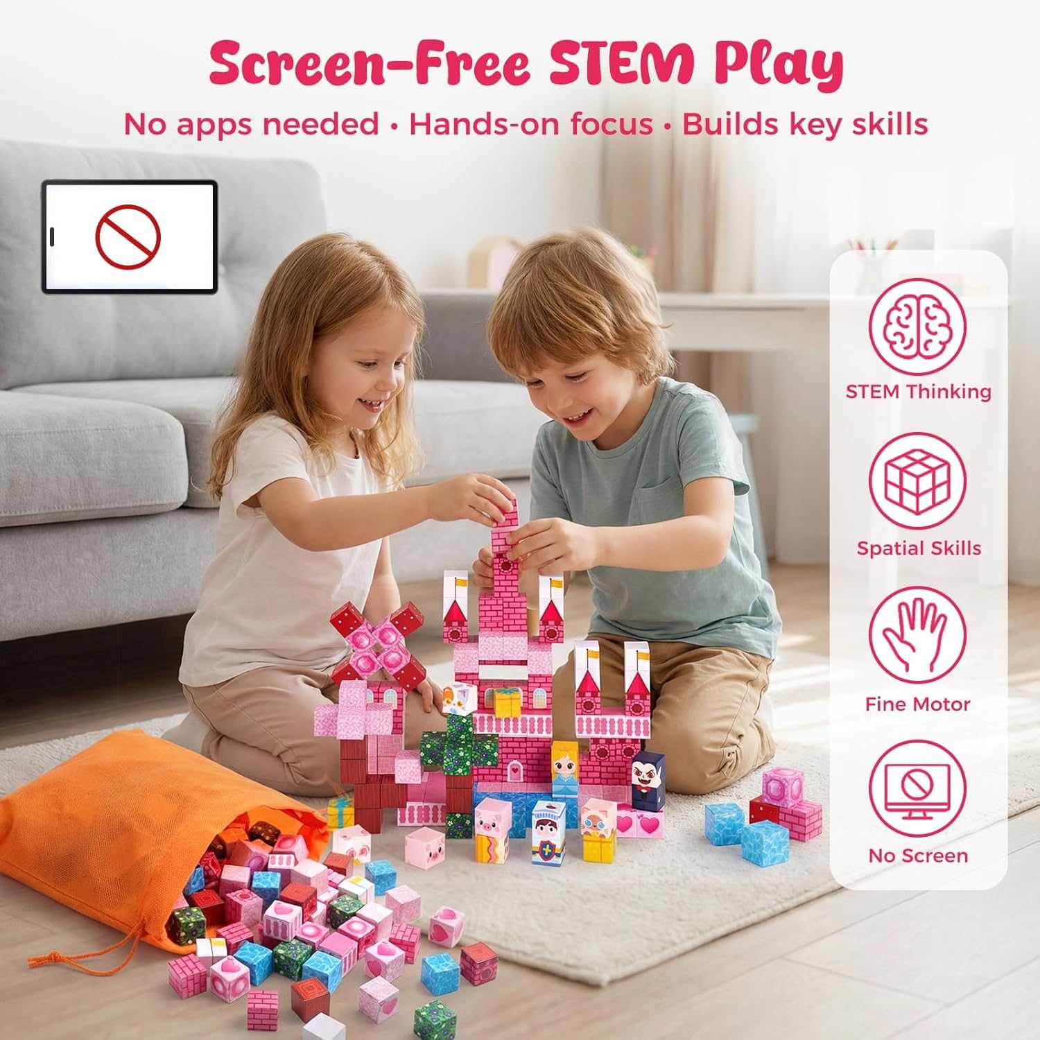 Magnetic Tiles 150 Pcs Princess Castle Building Set