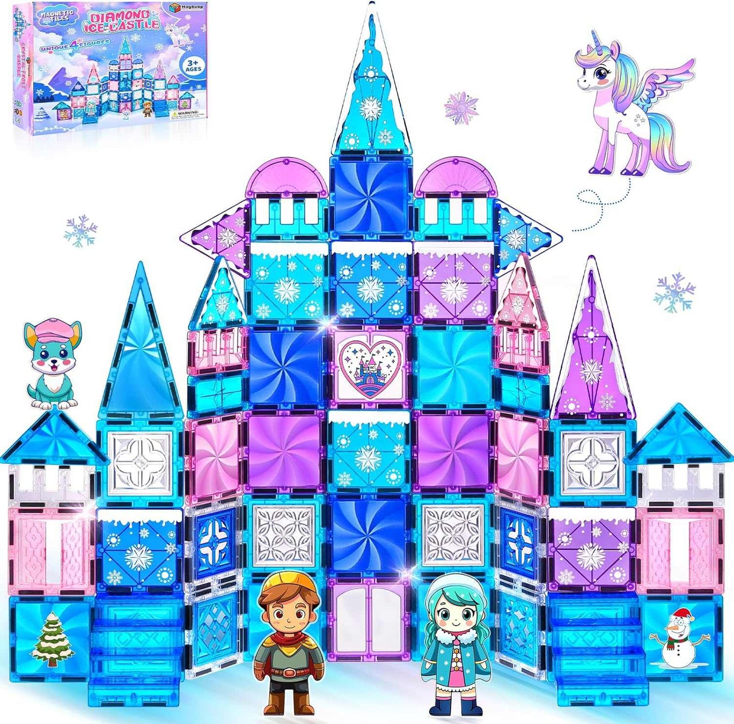 Magnetic Tiles Frozen Unicorn Castle STEM Creative Building Set