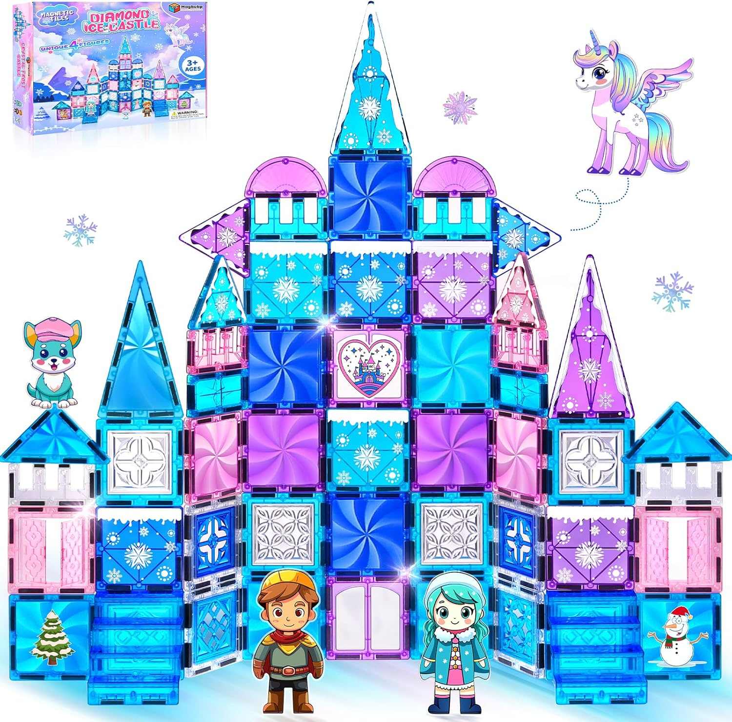 Magnetic Tiles Frozen Unicorn Castle STEM Creative Building Set