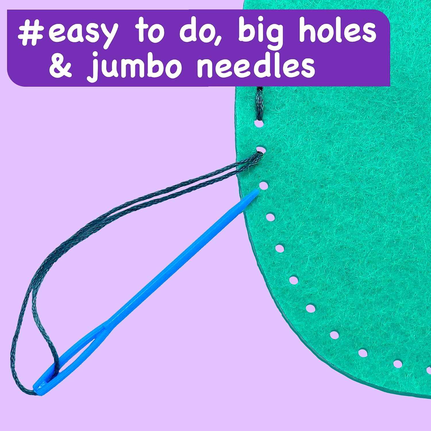 Children using a colorful sewing kit for kids to create felt animal and fairy projects with safe blunt needles and threads