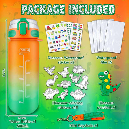 DIY Water Bottle Kit for Kids with colorful themed accessories and fidget keychain for creative decoration