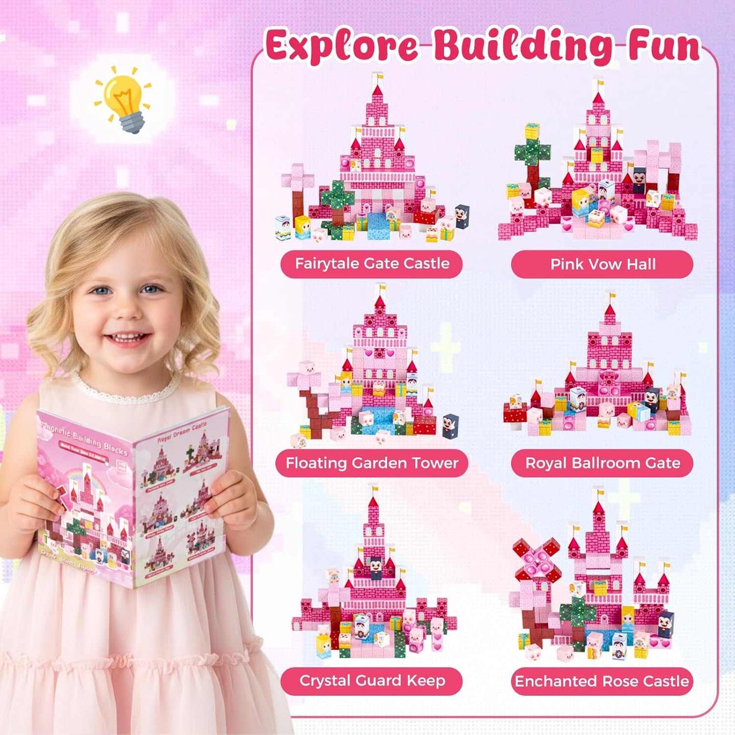 Magnetic Tiles 150 Pcs Princess Castle Building Set