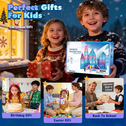 Magnetic Princess Castle Tiles 102-piece ice theme building set for kids aged 3 to 8 years