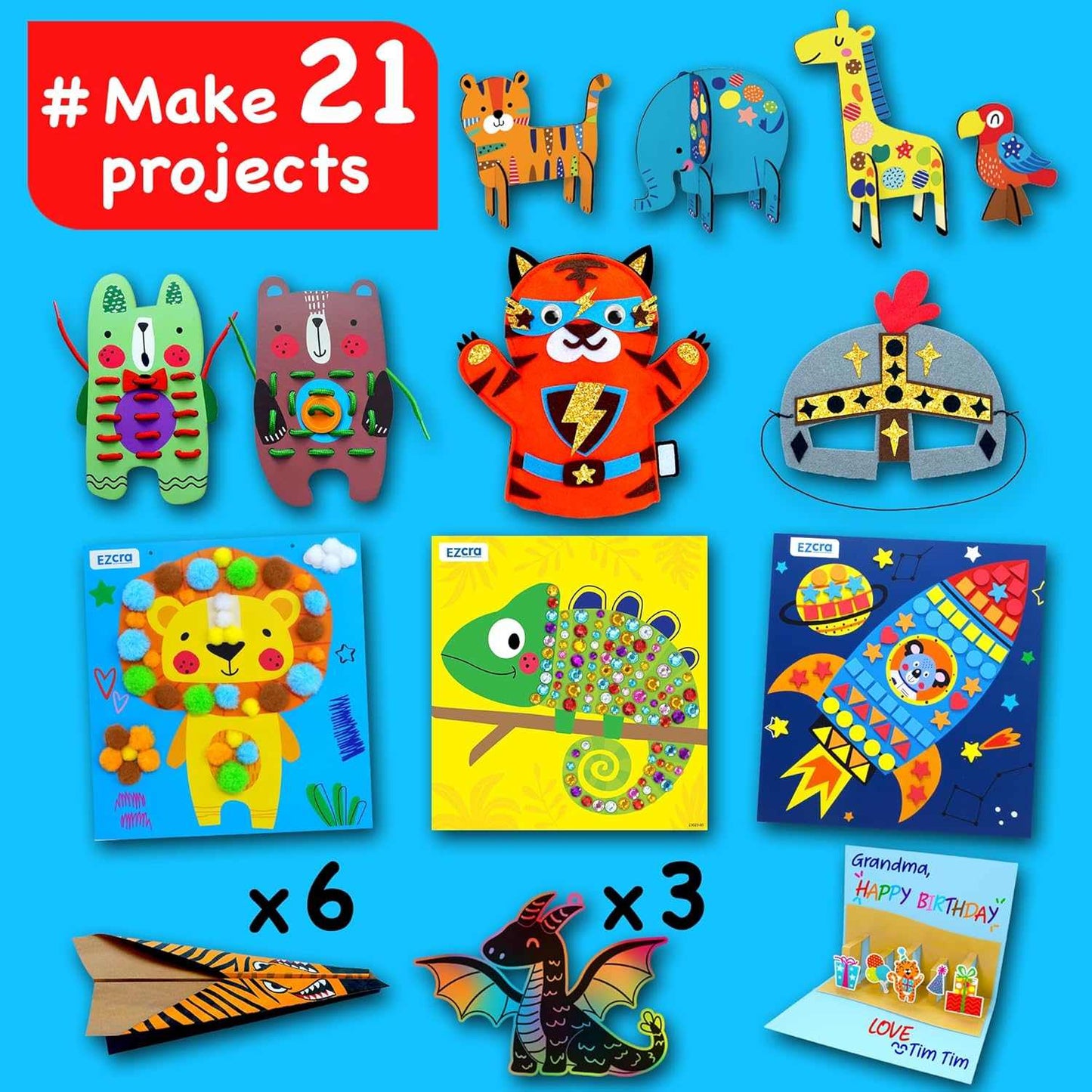 Craft kit for kids with 21 creative unicorn and animal projects for ages 4-8