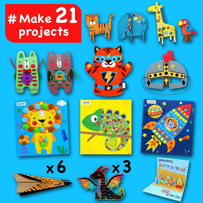 Craft kit for kids with 21 creative unicorn and animal projects for ages 4-8