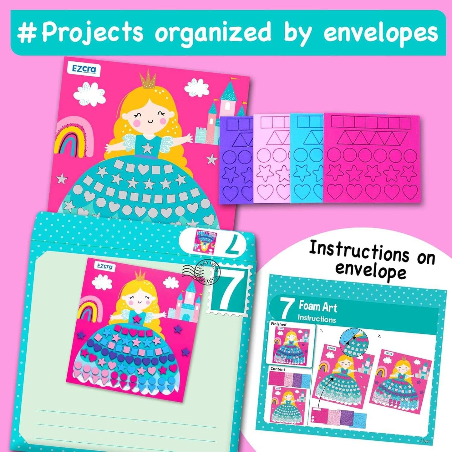Craft kit for kids with 21 creative unicorn and animal projects in organized envelopes for ages 4 to 8