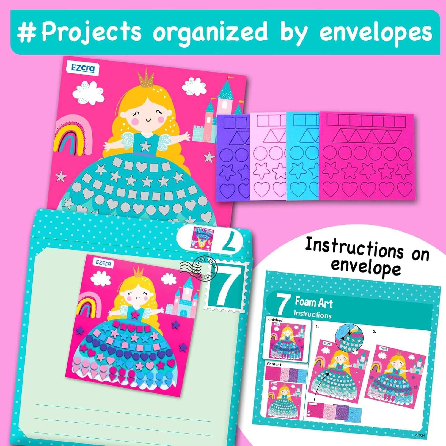 Craft kit for kids with 21 creative unicorn and animal projects in organized envelopes for ages 4 to 8