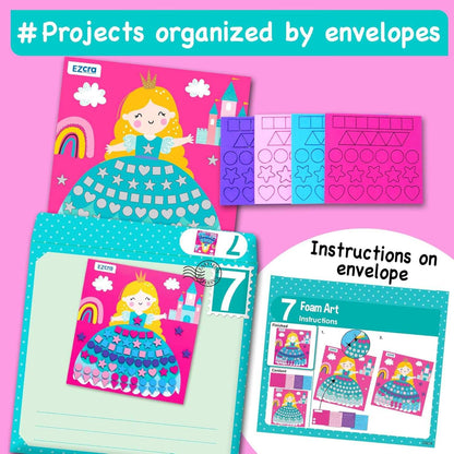 Craft kit for kids with 21 creative unicorn and animal projects in organized envelopes for ages 4 to 8
