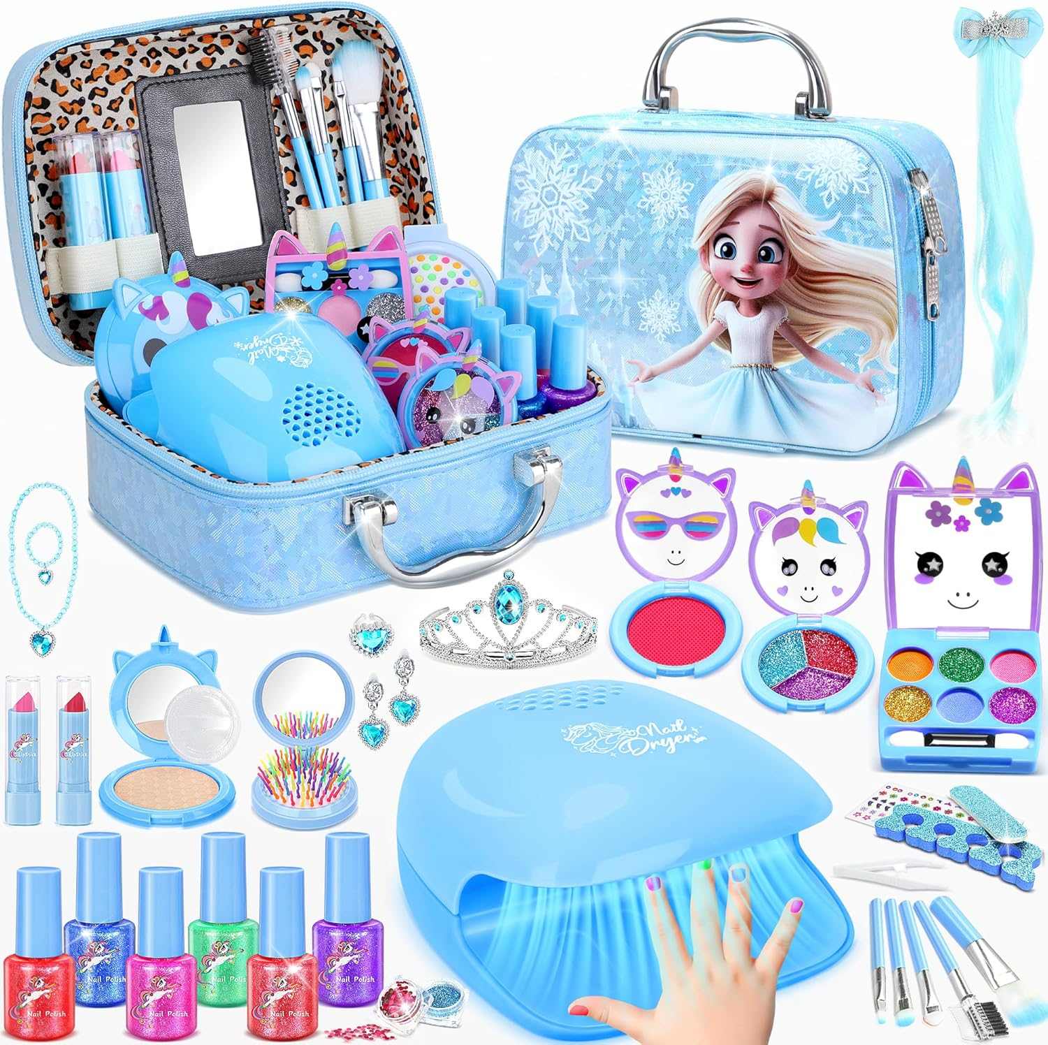 Kids Makeup Kit Washable 42 Pcs Nail Set for Girls Ages 3 to 12