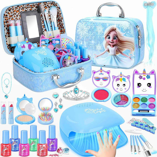 Kids makeup kit 42 piece set with nail polish and accessories for girls ages 3 to 12