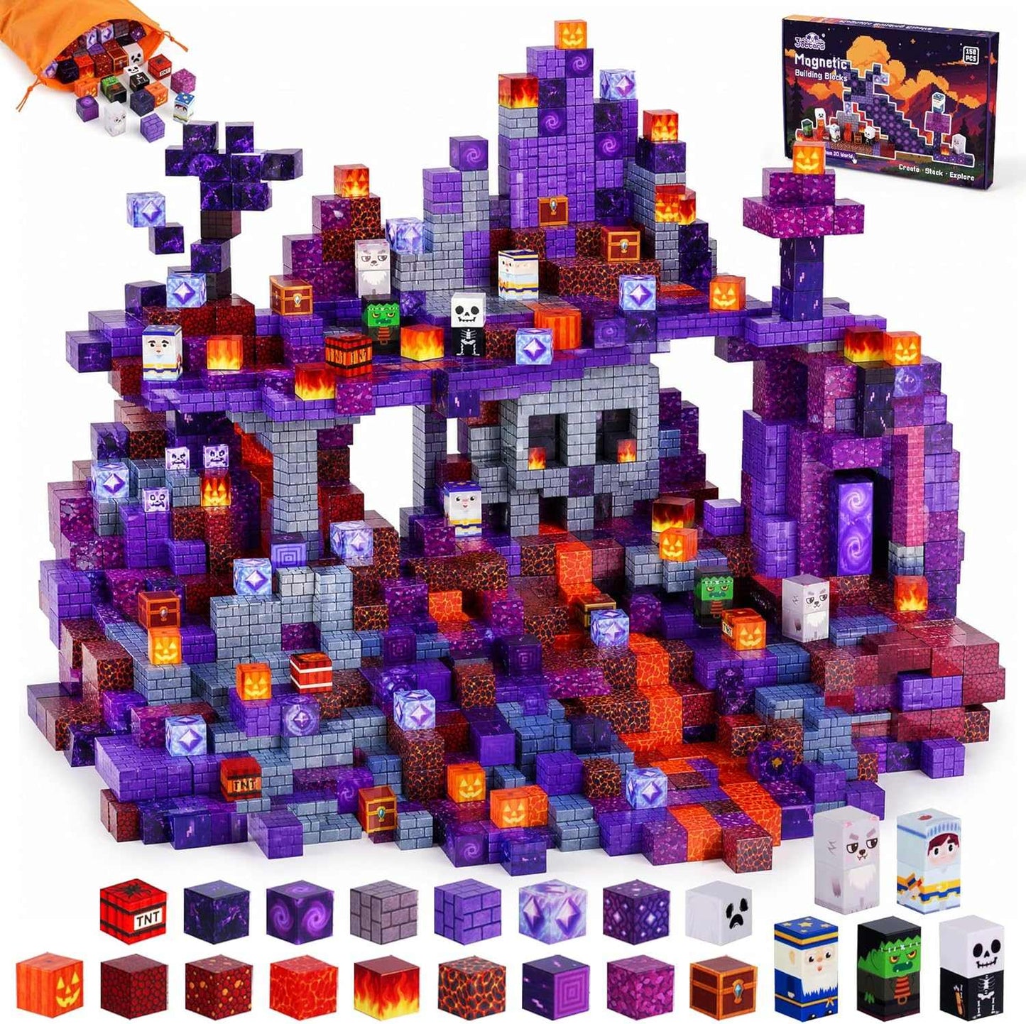 Colorful 150-piece Magnetic Tiles princess castle STEM building set for creative kids play