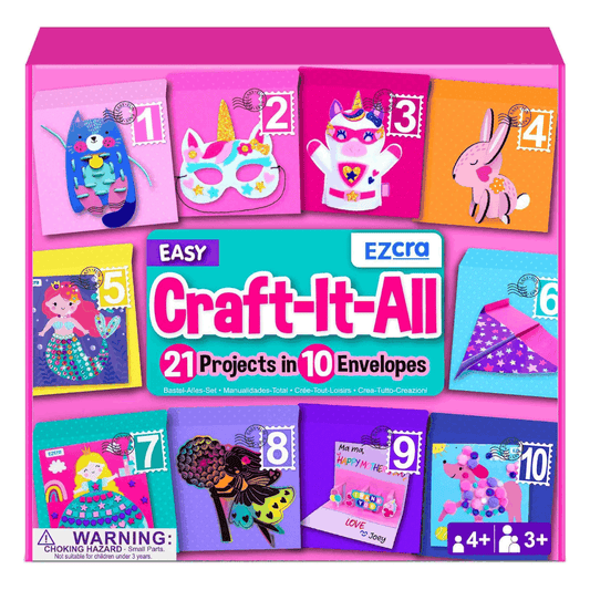 Craft kit for kids with 21 creative unicorn and animal projects in organized envelopes